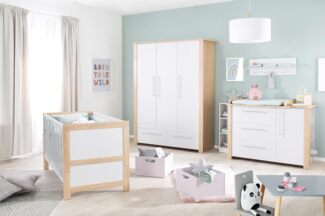 roba Kinderzimmerset 'Matilda' 3-teilig - Bett 70 x 140 - Kleiderschrank 3-türig - Lichtgrau