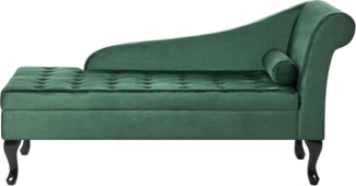 Beliani 'PESSAC' Chaiselongue mit Bettkasten, rechtsseitig, Samtstoff, Dunkelgrün