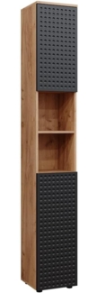 Vicco 'Irma' Badschrank mit 2 Türen und 6 Fächer, Holz, 192 x 30 x 30 cm, Anthrazit Gepunktet