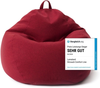 Lumaland Comfort Line Sitzsack Indoor, EPS Perlen Füllung, XL, Rot, 90 x 110 x 50 cm, 250 l
