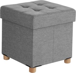 Songmics 'LSF14GYX' Sitzhocker viereckig mit Holzfüßen Deckel, Leinenimitat / MDF hellgrau, 38 x 40 x 38 cm