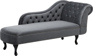 Beliani 'Nimes' Chaiselongue, Grau, Samt, 79 x 65 x 169 cm, Rechts