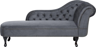 Beliani 'Nimes' Chaiselongue, Grau, Samt, 79 x 65 x 169 cm, Rechts