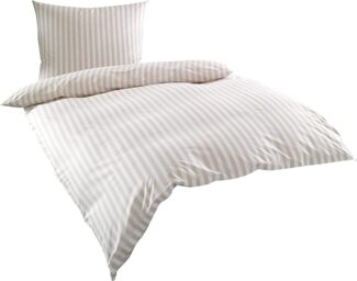 Bettwaesche-mit-Stil 'Oslo' Bettwäsche, Mako-Batist, Beige, 155x220 cm + 80x80 cm, Streifen