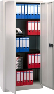 Bisley Flügeltürenschrank Universal, 4 Fachböden, 5 OH, Farbe lichtgrau