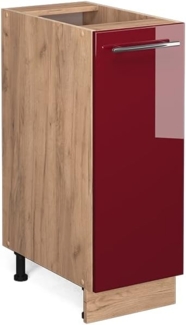Vicco Küchenschrank Küchenmöbel Fame-Line modern Küche Einbauküche Küchenzeile Blende Unterschrank Hochschrank Hängeschrank Hochglanz (Eiche-Rot, Apothekerunterschrank 30 cm)