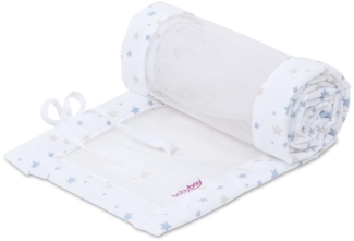 babybay Nestchen Mesh-Piqué für Maxi, Boxspring und Comfort, weiß Stern sand/azublau