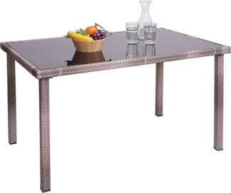 Mendler 'HWC-G19' Gartentisch, Polyrattan grau / braun, 120x75 cm
