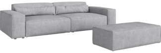Big-Sofa Sirpio XL 270x130 cm Mikrofaser Grau mit Hocker