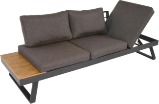 Lesli Living 'Arezzo', Gartenbank, Daybed & Sonnenliege, wetterfest, mit verstellbarem, beidseitig montierbarem Kopfteil, grau, 68 x 81 x 228 cm