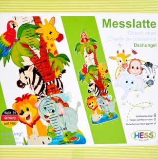 Hess Holzspielzeug 20023 - Mess-Latte aus Holz für Kinder, Serie Dschungel, handgefertigt, klappbar, geeignet für eine Körpergröße von ca. 80 bis 150 cm