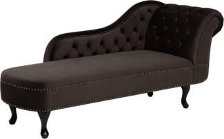 Beliani 'Nimes' Chaiselongue, Dunkelbraun, Samt, 79 x 65 x 169 cm, Rechts