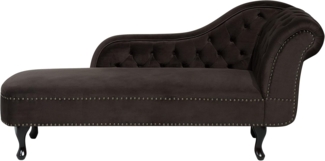 Beliani 'Nimes' Chaiselongue, Dunkelbraun, Samt, 79 x 65 x 169 cm, Rechts