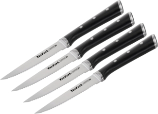 Tefal 'K232S4 Ice Force' 4-teiliges Steakmesser-Set, Edelstahl schwarz, 11 cm