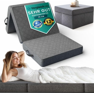 DYNMC you Klappmatratze - Gästematratze Klappbar Mittel Hart H3 - Gästebett Klappbar mit Husse - Faltmatratze Oeko TEX Standard, 75 x 195 x 14 cm