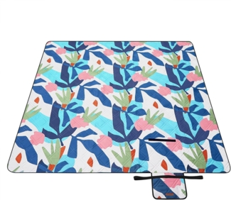 Songmics Picknickdecke, wasserdicht, maschinenwaschbar & faltbar, Polyester bunte Blätter, 200 x 200 cm