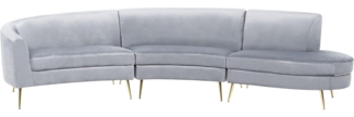 Sofa Samtstoff hellgrau geschwungene Form 4-Sitzer MOSS