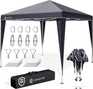 CASARIA® 'Capri' Pop-Up Faltpavillon inklusive Tasche, wasserdicht, UV-Schutz 50+, Stahl / Polyester, Anthrazit, 3x3 m
