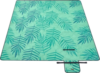 Songmics Picknickdecke, wasserdicht, maschinenwaschbar & faltbar, Polyester grün mit tropischem Farn, 200 x 200 cm