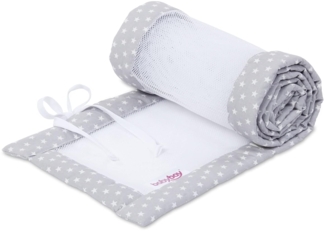 babybay Nestchen Mesh passend für Modell Maxi, Boxspring, Comfort und Comfort Plus, lichtgrau Sterne weiß