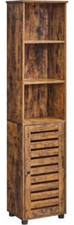 Vasagle Badezimmerschrank, Hochschrank, Badschrank, 3 offene Fächer, 2 verstellbare Einlegeböden hinter der Tür, Aufbewahrungsschrank, für Badezimmer, Flur, Küche, Wohnzimmer, vintagebraun