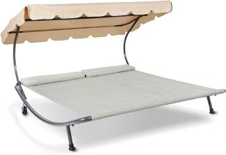 Leco 'DAS ORIGINAL' Doppel-Sonnenliege, mit verstellbarem Dach und Rollen, natur, 110 x 200 x 200 cm
