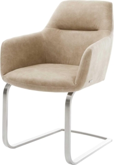 Freischwinger Pejo-Flex Mikrofaser Beige Vintage Freischwinger flach Edelstahl Taschenfederkern
