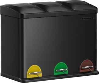 Songmics Mülleimer, Mülltrennsystem, Abfalleimer, Edelstahl, 45 L