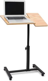 Relaxdays Laptoptisch mit Rollen, höhenverstellbar & drehbar, MDF / Stahl, 95 x 60 x 40,5 cm, Hellbraun