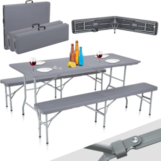 Strattore Bierzeltgarnitur, 3-teilig, klappbar, Kunststoff, 180 x 70 x 74 cm, Anthrazit