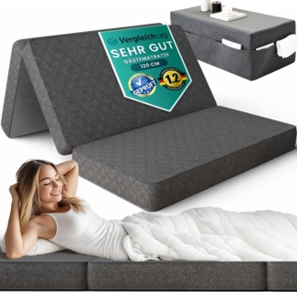 DYNMC you Klappmatratze 120 x 195 x 14 cm - Gästematratze Klappbar für 2 Mittel Hart H3 - Test SEHR GUT - Gästebett Klappbar mit Husse - Faltmatratze Oeko TEX Standard - Bodenmatratze