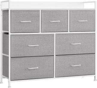 Songmics Kommode mit 7 Stoffschubladen, Holz / Metall taubengrau-wolkenweiß, 98 x 28,5 x 85 (BxTxH) cm