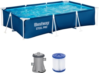 Bestway 'Steel Pro' Frame Pool, inkl. Filterpumpe, Stahl / Kunststoff blau, 300 x 201 x 66 cm