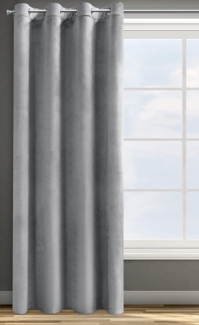 Design91 Samtvorhang, Ösen, Polyester silber, 140x250 cm