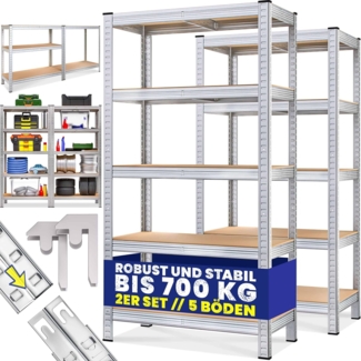 monzana Schwerlastregal, 2x 170x75x30cm 350kg 5 MDF-Platten Regal Lagerregal Kellerregal