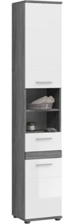 Hochschrank Blake - Rauchsilber / Weiß Hochglanz