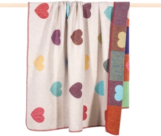 pad Wohndecke, Mischgewebe, 150x200 cm, Honey Herz Multicolor