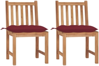 vidaXL Gartenstühle 2 Stk. mit Kissen Massivholz Teak 3062940