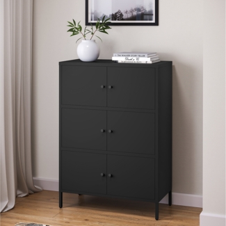 skølm 'Atriona' Metallkommode 3x2, schwarz, mit 3 Fächern, 113x80x38 cm
