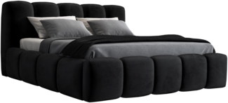 A&J MöbelLand 'Sonic' Polsterbett, Polyester, Schwarz, 180 x 200, mit Matratze, mit Lattenrost, mit Bettkasten