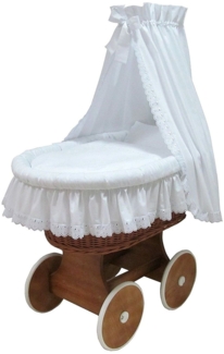 Stubenwagen Komplett Set "Romantic"; leise große Räder, Korb natur