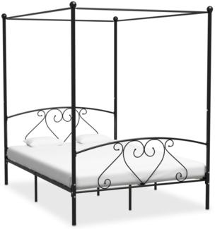 vidaXL Himmelbett-Gestell Schwarz Metall 160 x 200 cm 284437