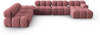 Micadoni Modulares Panorama Ecksofa Bellis 7-Sitzer Links Samtstoff Rosa