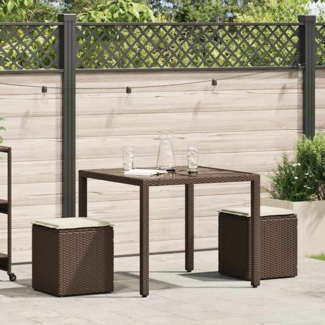 vidaXL Gartenhocker mit Kissen 2 Stk. Braun 40x40x43 cm Poly Rattan 4104040