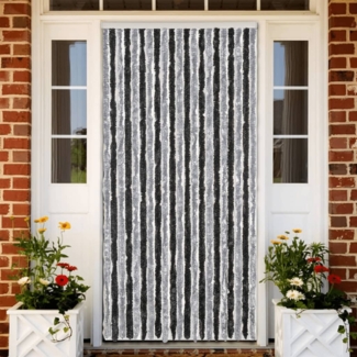 vidaXL Fliegenvorhang Grau und Schwarz 90x220 cm Chenille 377328