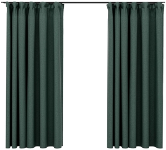 vidaXL Verdunkelungsvorhänge Haken Leinenoptik 2 Stk. Grün 140x175 cm 321188