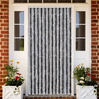 vidaXL Fliegenvorhang Grau und Schwarz 100x220 cm Chenille 377330