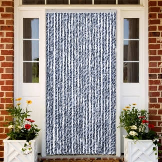 vidaXL Insektenschutz-Vorhang Blau Weiß Silbern 100x220cm Chenille 284275