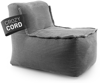 Lumaland Sitzsack-Sofa, Polyester, Mittelteil, Cord - Grau, 70 x 81 x 54 cm