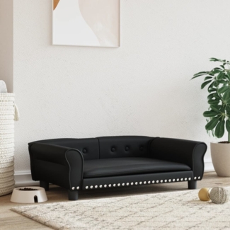 vidaXL Hundebett, Kunstleder, Schwarz, 95 x 55 x 30 cm
